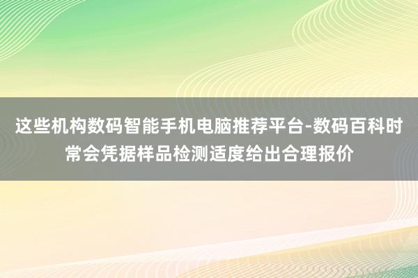 这些机构数码智能手机电脑推荐平台-数码百科时常会凭据样品检测适度给出合理报价